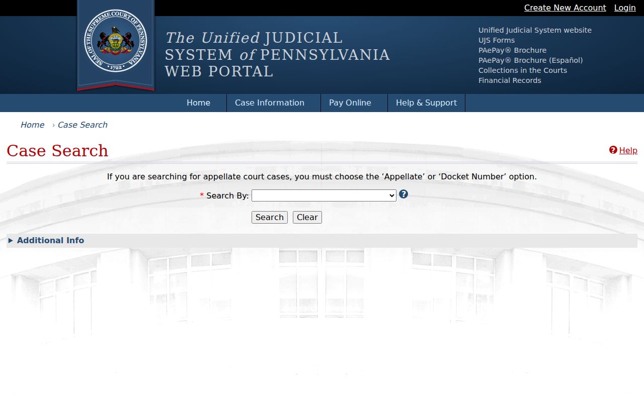 Shaler Township resident lookup using Pennsylvania UJS case search controls